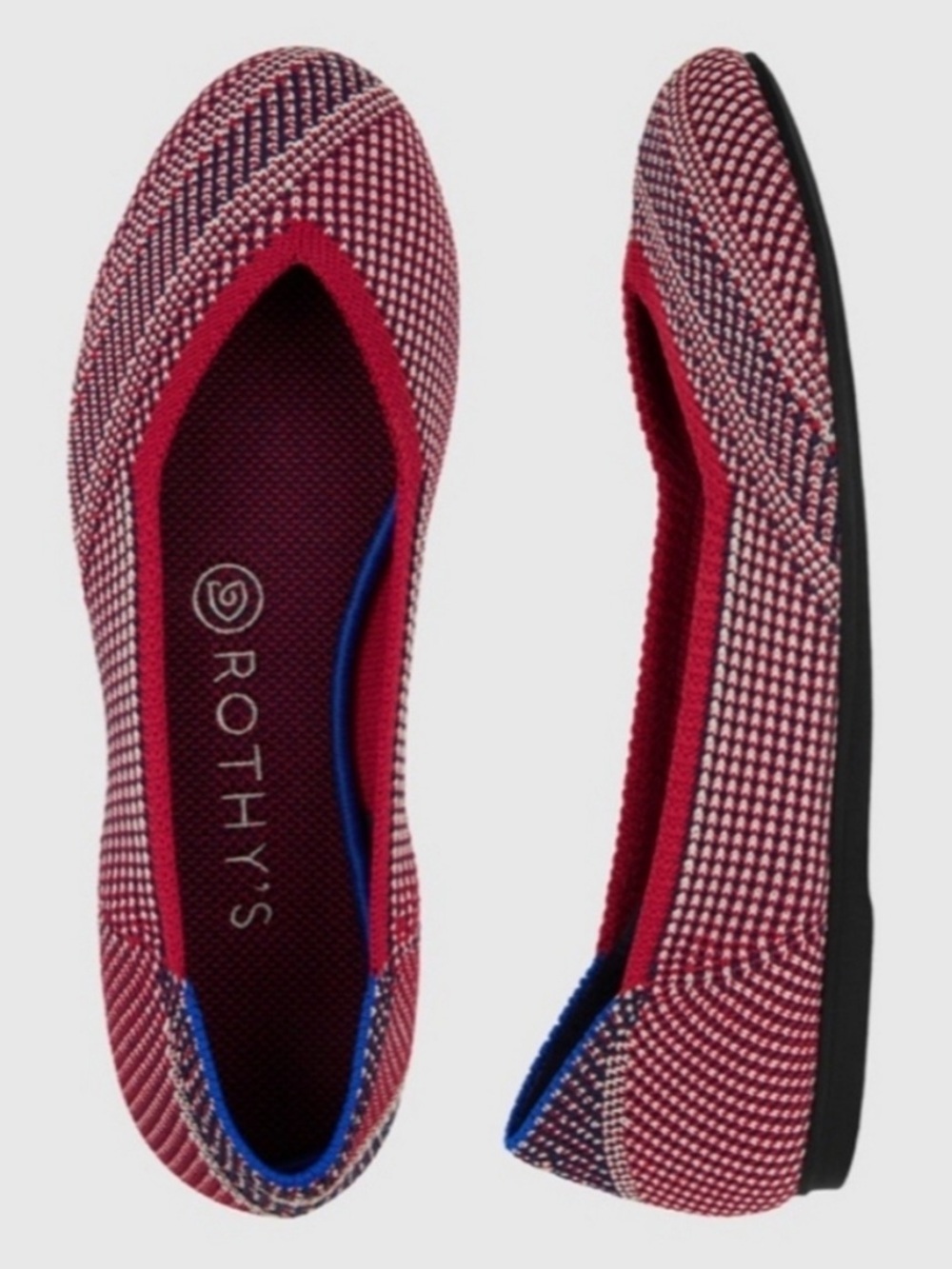 Rothy's The Flat Red Mirror Stripe Size 8 Retired HTF Ballet Flat Rothys unicorn